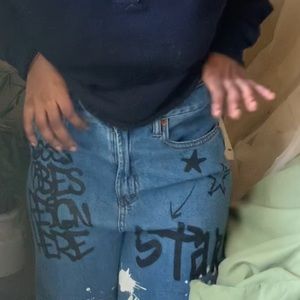 Graffiti Print Denim Jogger